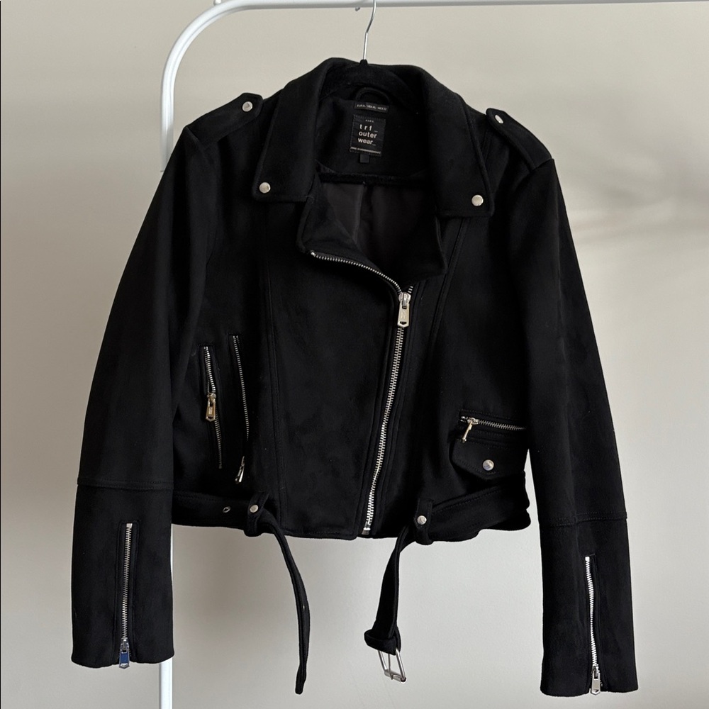 Zara TRF Suede Biker Jacket - Picture 3 of 10
